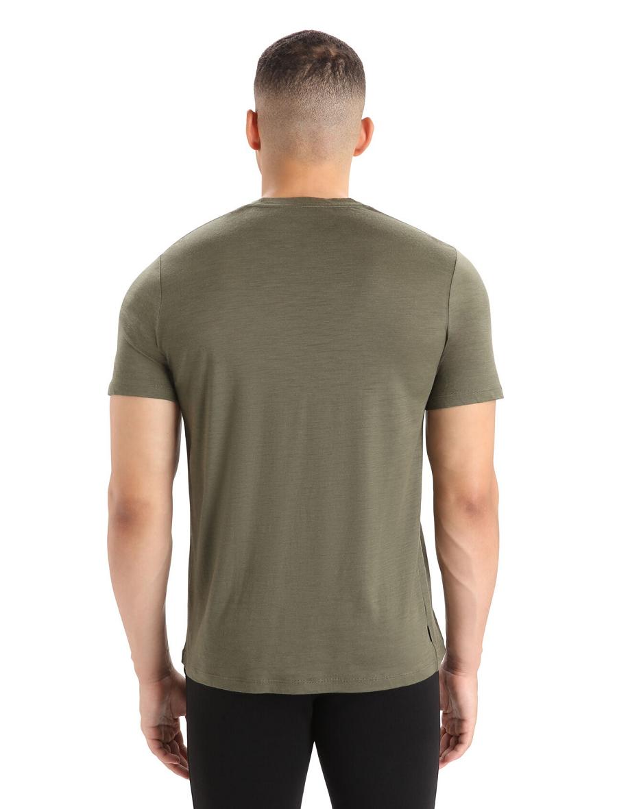 Loden Men's Icebreaker Merino Tech Lite II Short Sleeve Tee T Shirts | USA 1167LISH